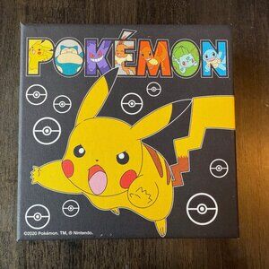 Nintendo Pokémon Pikachu Letter 6x6 in Black Canvas Print Wall Art with Hardware